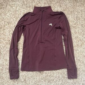 Tracksmith fresh pond long sleeve half zip in wine